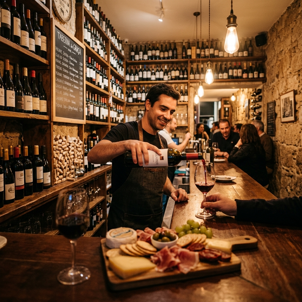 Bartender pouring wine at the counter